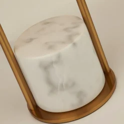 Searchlight Tischleuchte Marmor Sockel H: 62 cm groß in Gold Weiß E27< Stofflampen|Schlafzimmer Lampen