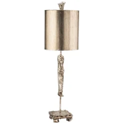 Tischlampen|Schlafzimmer Lampen*Elstead Tischleuchte MAYNILD Blattsilber 71 cm hoch elegant
