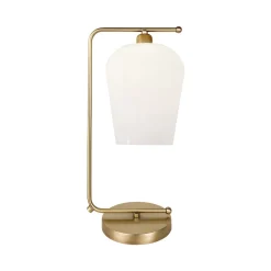 Giovanni Battista Tischleuchte Messing Glas 46 cm E27 in Bronze hell Weiß< Tischlampen|Badezimmer Lampe