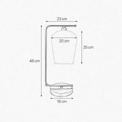 Giovanni Battista Tischleuchte Messing Glas 46 cm E27 in Bronze hell Weiß< Tischlampen|Badezimmer Lampe