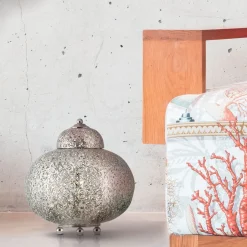 Searchlight Tischleuchte Metall E27 H: 29 cm Nickel glänzend< Lampen Aus Aller Welt|Schlafzimmer Lampen