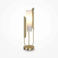 Tischlampen|Designerlampen*Maytoni Tischleuchte Metall Glas 75,3 cm in Gold Weiß E14 HEIDI
