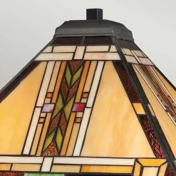 Elstead Tischleuchte Metall Glas 63,1 cm Tiffany Stil Zugschalter< Wohnzimmerlampen|Rustikale Lampen