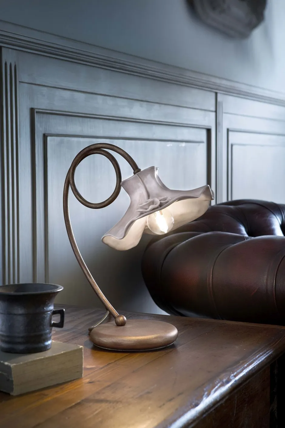 Wohnzimmerlampen|Keramiklampen*Ferroluce Tischleuchte Metall Keramik 20 cm breit 35 cm hoch E14