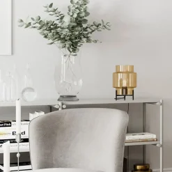 By Rydéns Tischleuchte Metall Rauchglas 29 cm hoch Dreibein E27< Wohnzimmerlampen|Metall Lampen