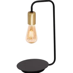Luminex Tischleuchte Metall Schwarz Gold Retro 39 cm hoch< Wohnzimmerlampen