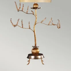 Tischlampen|Schlafzimmer Lampen*Elstead Tischleuchte Metall Stoff in Silber Creme 91cm kunstvoll