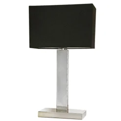 By Rydéns Tischleuchte Metall Stoff 47 cm Chrom Schwarz E27 eckig< Wohnzimmerlampen|Schlafzimmer Lampen