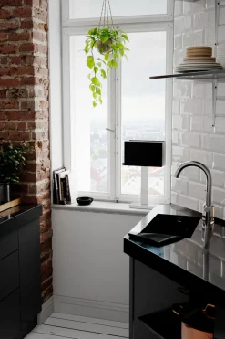 By Rydéns Tischleuchte Metall Stoff 47 cm Chrom Schwarz E27 eckig< Wohnzimmerlampen|Schlafzimmer Lampen