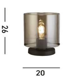 Searchlight Tischleuchte mit Schalter Schwarz Rauchgrau 25,5 cm E27< Wohnzimmerlampen|Metall Lampen