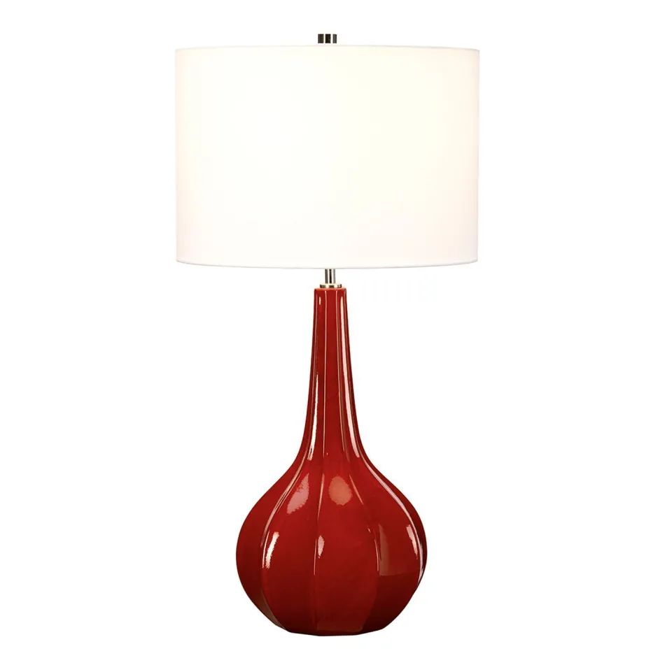 Elstead Tischleuchte MJRA Keramik Rot Creme H:72cm Lampe< Tischlampen|Retro Lampen