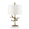 Schlafzimmer Lampen|Stofflampen*Elstead Tischleuchte Modern kunstvoll 70 cm Blattgold GNURIA