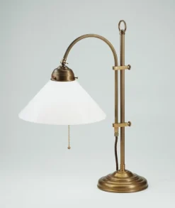 Wohnzimmerlampen|Metall Lampen*Berliner Messingleuchten Tischleuchte Premium Messing Glas blendarm Zugschalter