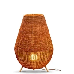 Newgarden Tischleuchte Rattan 72 cm Dreibein Kabel Stecker E27< Wohnzimmerlampen|Stehlampen