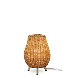 Wohnzimmerlampen|Schlafzimmer Lampen*Newgarden Tischleuchte Rattan H: 32,5 cm Dreibein Natur E27 FULDE