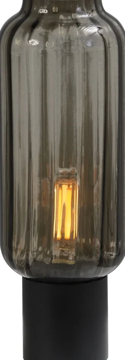 Glaslampen|Wohnzimmerlampen*Masterlight Tischleuchte Rauchglas Metall 43 cm Schwarz E27