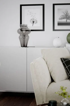 By Rydéns Tischleuchte Rauchglas Metall 40,6 cm E27 Kabelschalter< Wohnzimmerlampen|Metall Lampen