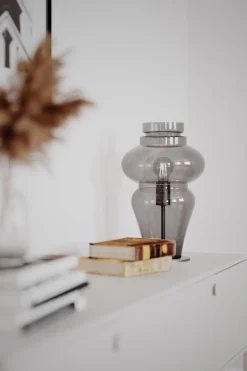 By Rydéns Tischleuchte Rauchglas Metall 40,6 cm E27 Kabelschalter< Wohnzimmerlampen|Metall Lampen