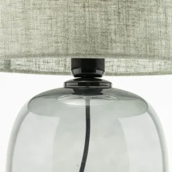TK Lighting Tischleuchte Rauchglas Stoff E27 H: 48 cm Ø 30 cm Grau Grün< Tischlampen|Schlafzimmer Lampen