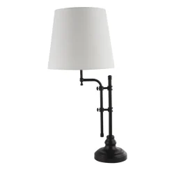 Wohnzimmerlampen|Schlafzimmer Lampen*Searchlight Tischleuchte Rustikal 67-77 cm verstellbar Stoff Metall E27