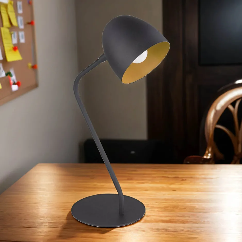 Tischlampen|Bürolampen*TK Lighting Tischleuchte SARE Schwarz Gold H:47cm Büro Lampe