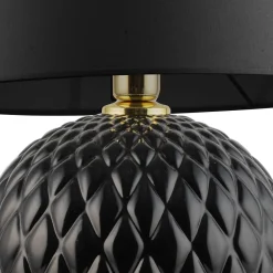 TK Lighting Tischleuchte Schwarz 60 cm hoch Glas Stoff E27 DOLORES< Glaslampen|Stofflampen