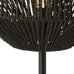 Wohnzimmerlampen|Schlafzimmer Lampen*Searchlight Tischleuchte Schwarz 55 cm Ø 30,5 cm Seil Schirm E27Modern
