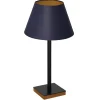 Tischlampen|Schlafzimmer Lampen*Luminex Tischleuchte Schwarz Blau Gold Stoff Holz 56 cm E27