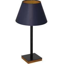 Tischlampen|Schlafzimmer Lampen*Luminex Tischleuchte Schwarz Blau Gold Stoff Holz 56 cm E27