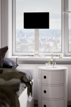 By Rydéns Tischleuchte Schwarz Chrom 69,5 cm hoch Metall Stoff E27< Wohnzimmerlampen|Schlafzimmer Lampen