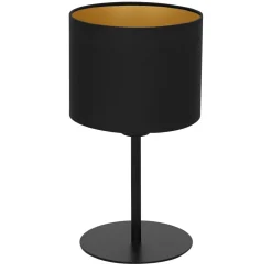 Nachttischlampen|Stofflampen*Luminex Tischleuchte Schwarz Gold 34 cm Stoff Schirm E27