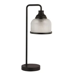 Searchlight Tischleuchte Schwarz Klar E27 45 cm hoch Metall Glas< Wohnzimmerlampen|Glaslampen