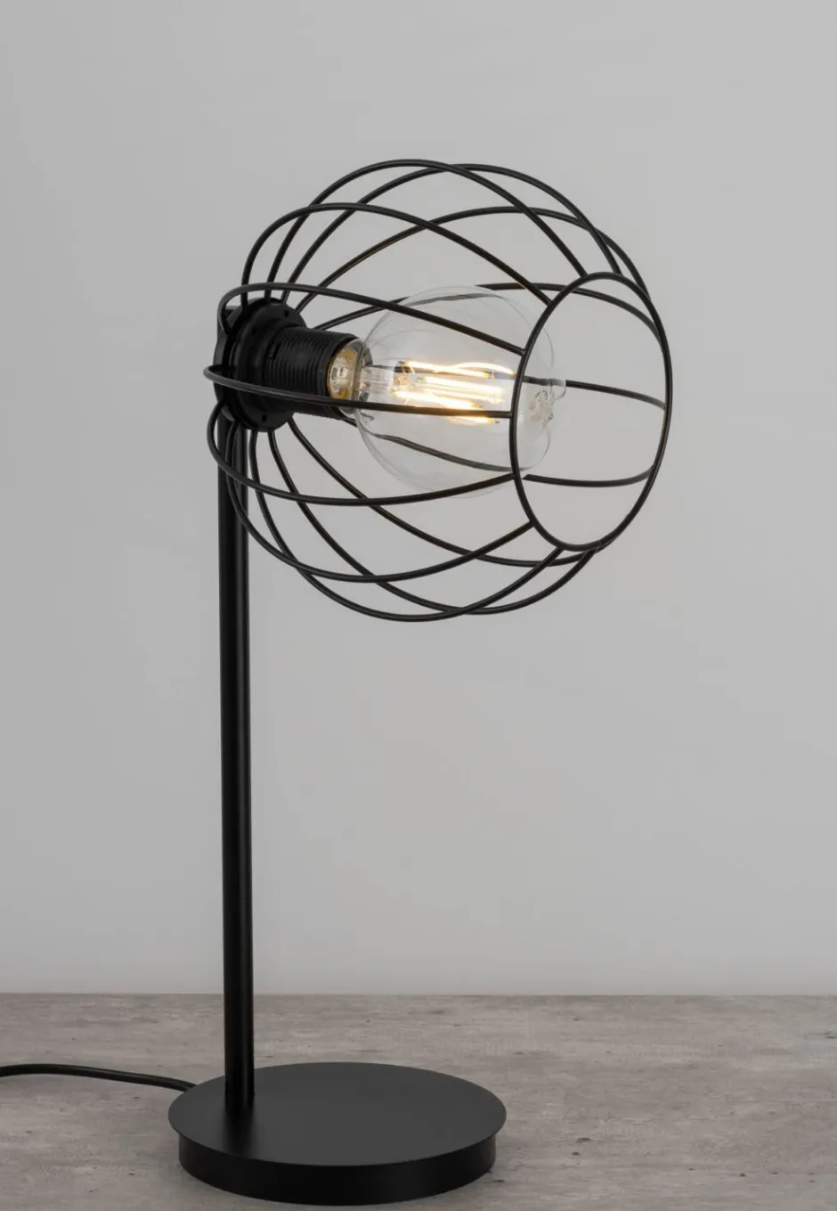 Sigma Tischleuchte Schwarz Metall 48 cm E27 Retro Design< Tischlampen|Kugellampen