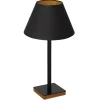 Luminex Tischleuchte Schwarz Natur Gold Stoff Holz 56 cm E27< Tischlampen|Schlafzimmer Lampen