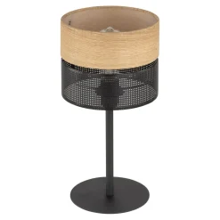 TK Lighting Tischleuchte Schwarz Natur E27 40 cm Modern CANTU< Tischlampen|Schlafzimmer Lampen