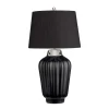 Wohnzimmerlampen|Stofflampen*Elstead Tischleuchte Schwarz Silber 56,2 cm hoch E27 Keramik Stoff