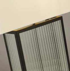 Searchlight Tischleuchte Schwarz Weiß Samt Glas Metall 53 cm E27< Glaslampen|Stofflampen