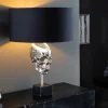 Wohnzimmerlampen|Stofflampen*Invicta Interior Tischleuchte Silber Schwarz Totenkopf E27 Metall Stoff