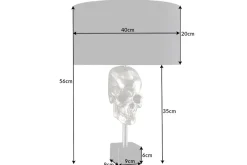 Wohnzimmerlampen|Stofflampen*Invicta Interior Tischleuchte Silber Schwarz Totenkopf E27 Metall Stoff