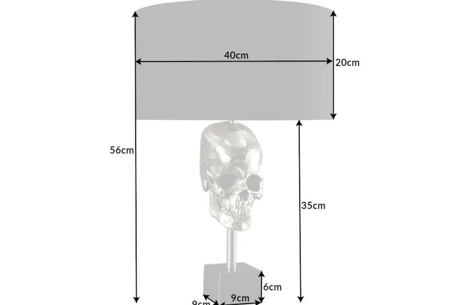 Wohnzimmerlampen|Stofflampen*Invicta Interior Tischleuchte Silber Schwarz Totenkopf E27 Metall Stoff