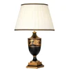 Stofflampen|Holzlampen*Elstead Tischleuchte Stoff Holz in Creme Schwarz Gold E27 68 cm