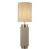 Stofflampen|Schlafzimmer Lampen*Searchlight Tischleuchte Stoff Metall 72 cm hoch Grau-Beige Nickel E27