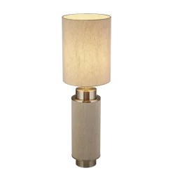 Stofflampen|Schlafzimmer Lampen*Searchlight Tischleuchte Stoff Metall 72 cm hoch Grau-Beige Nickel E27