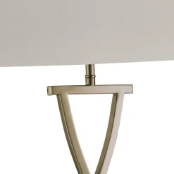 Searchlight Tischleuchte Stoff Metall H: 48, 5 cm in Weiß Messing antik< Stofflampen|Rustikale Lampen