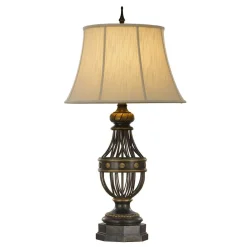 Tischlampen|Schlafzimmer Lampen*Elstead Tischleuchte Stoffschirm Antik 89,5 cm hoch DHIDEA