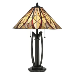 Glaslampen|Tiffany Lampen*Elstead Tischleuchte Tiffany Stil E27 65 cm 2 Zugschalter