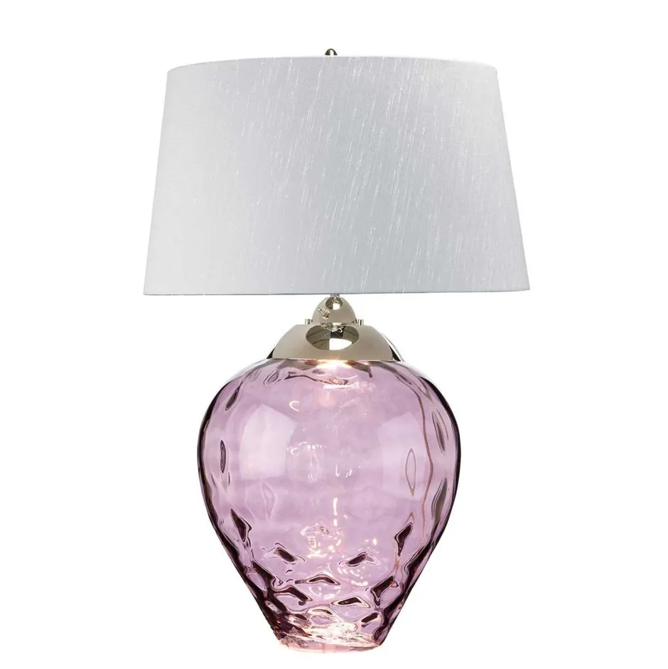 Elstead Tischleuchte Violett Silber 71,5 cm E27 beleuchteter Fuß LED GU10< Wohnzimmerlampen|Glaslampen