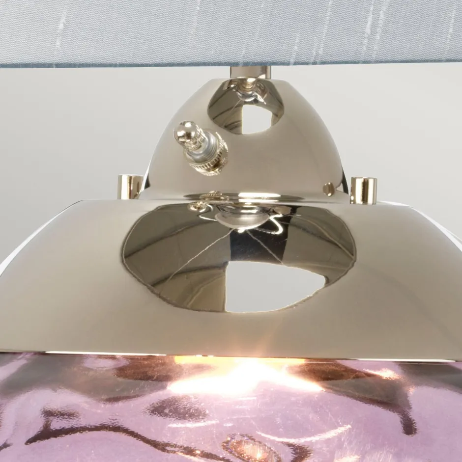 Elstead Tischleuchte Violett Silber 71,5 cm E27 beleuchteter Fuß LED GU10< Wohnzimmerlampen|Glaslampen