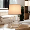 Schlafzimmer Lampen|Metall Lampen*Easylight Tischleuchte Weiß 34 cm E27 Stoff Metall