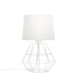 Schlafzimmer Lampen|Metall Lampen*Easylight Tischleuchte Weiß 34 cm E27 Stoff Metall